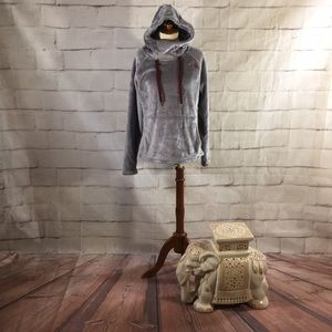 The North Face Gray Hoodie with Red Accents